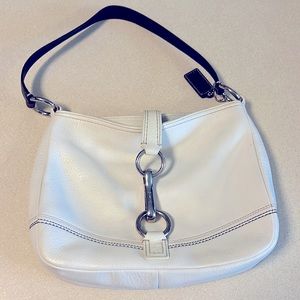 Coach pebbled cream leather purse